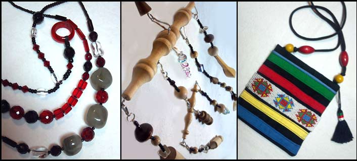 Beaded jewelry, mobiles, and wearable art